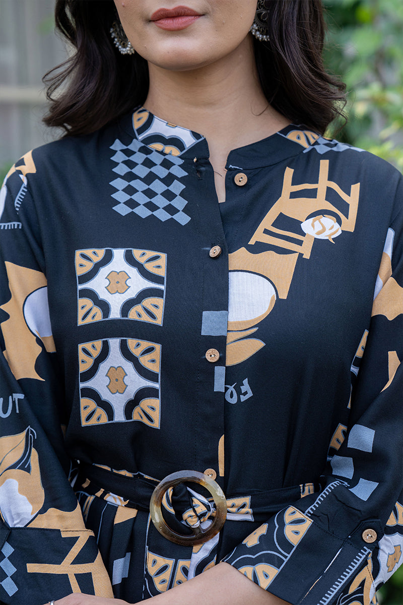 Onyx long shirt dress