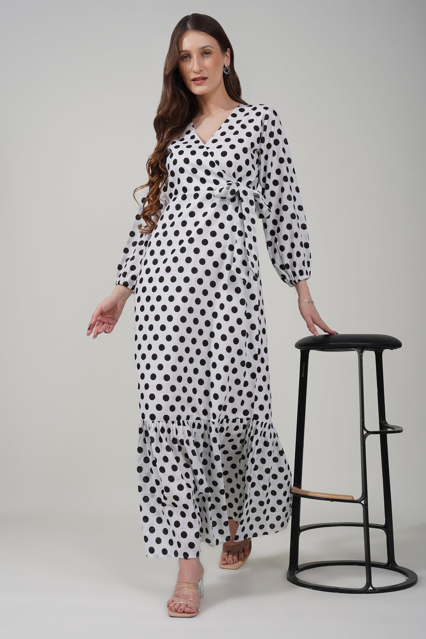 Classic Dotted Wrap Dress