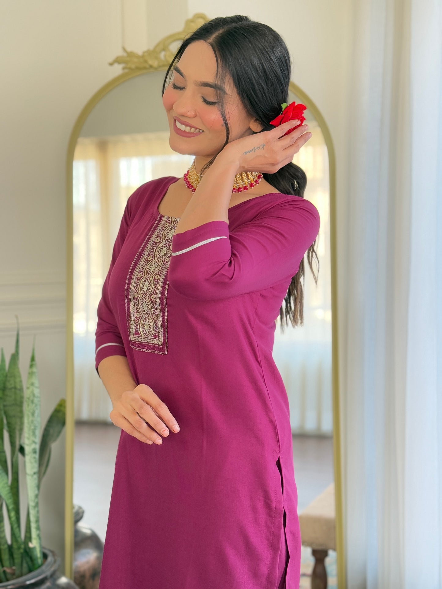 Gulbahaar Maroon Ethnic Set