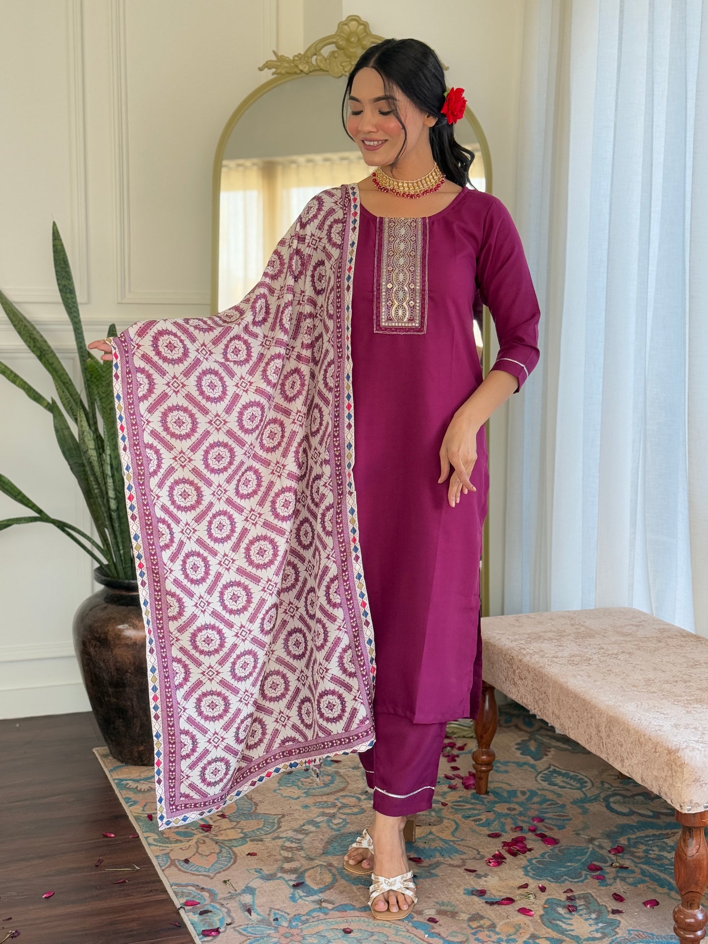 Gulbahaar Maroon Ethnic Set