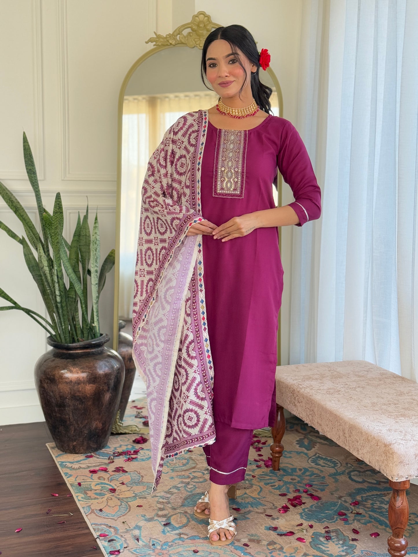 Gulbahaar Maroon Ethnic Set