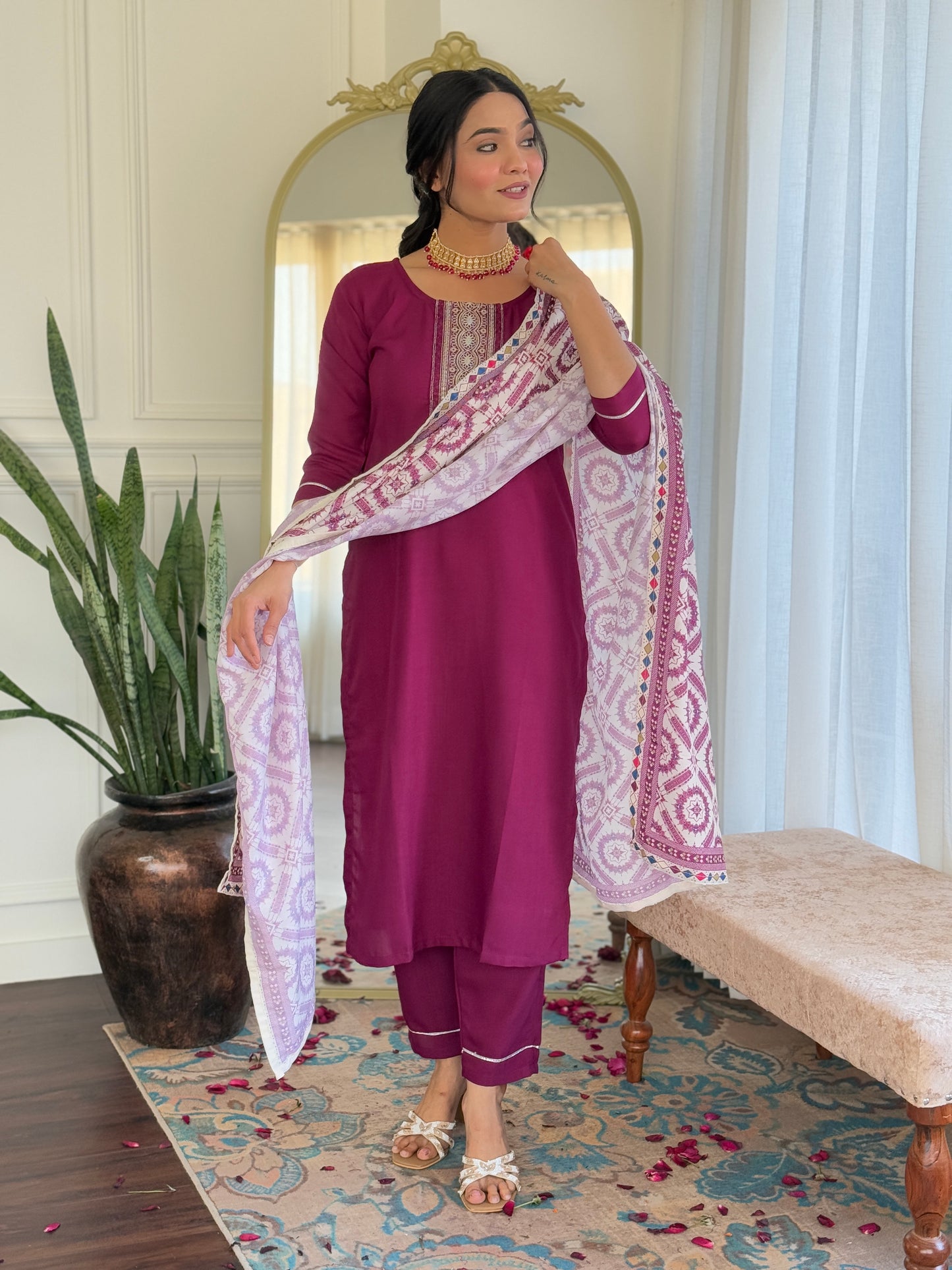 Gulbahaar Maroon Ethnic Set