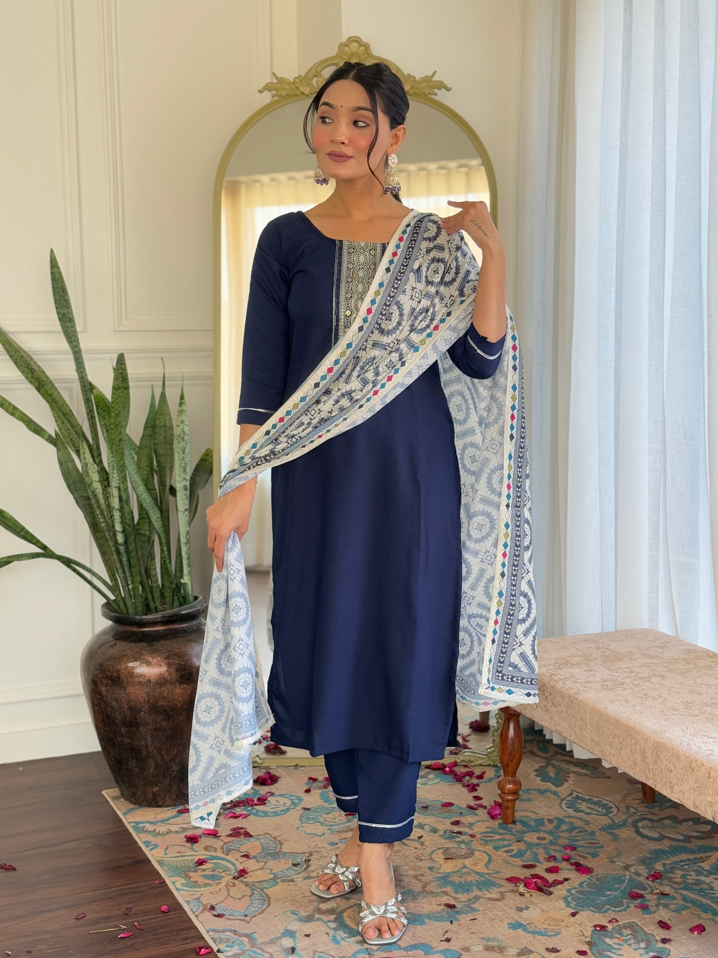 Neelima Midnight Blue Ethnic Set