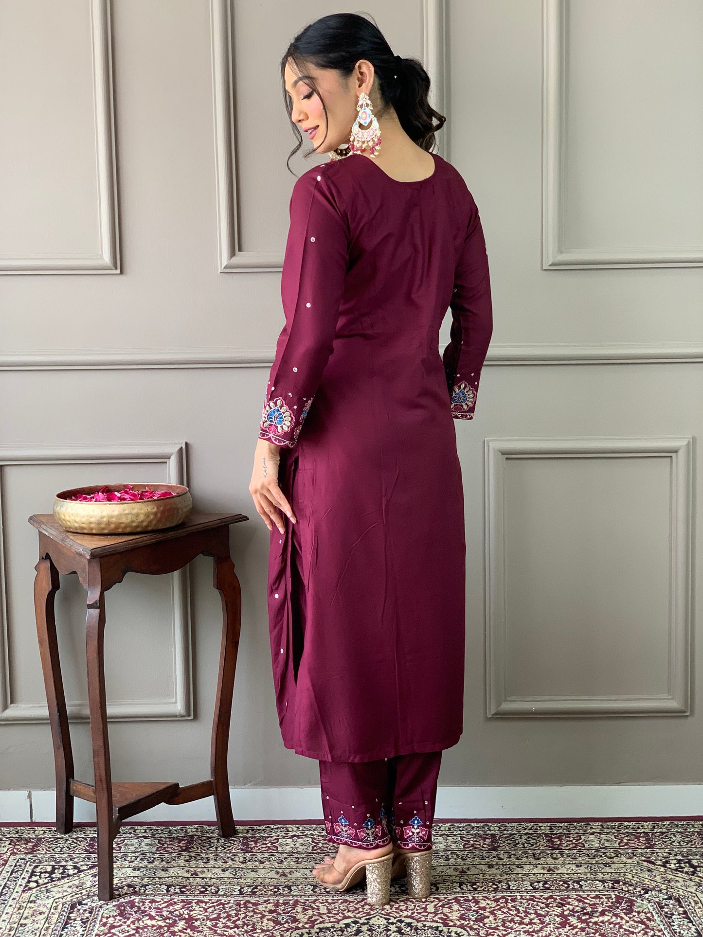 Gulnaz Embroidered Maroon Suit Set