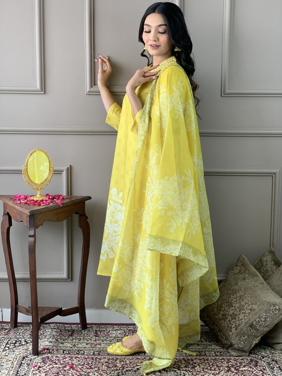 Noorani Mustard Yellow Embroidered Suit Set