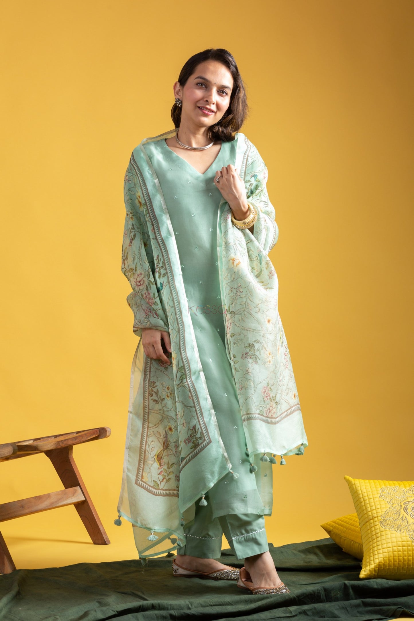Gulbahaar Mint Green Suit Set