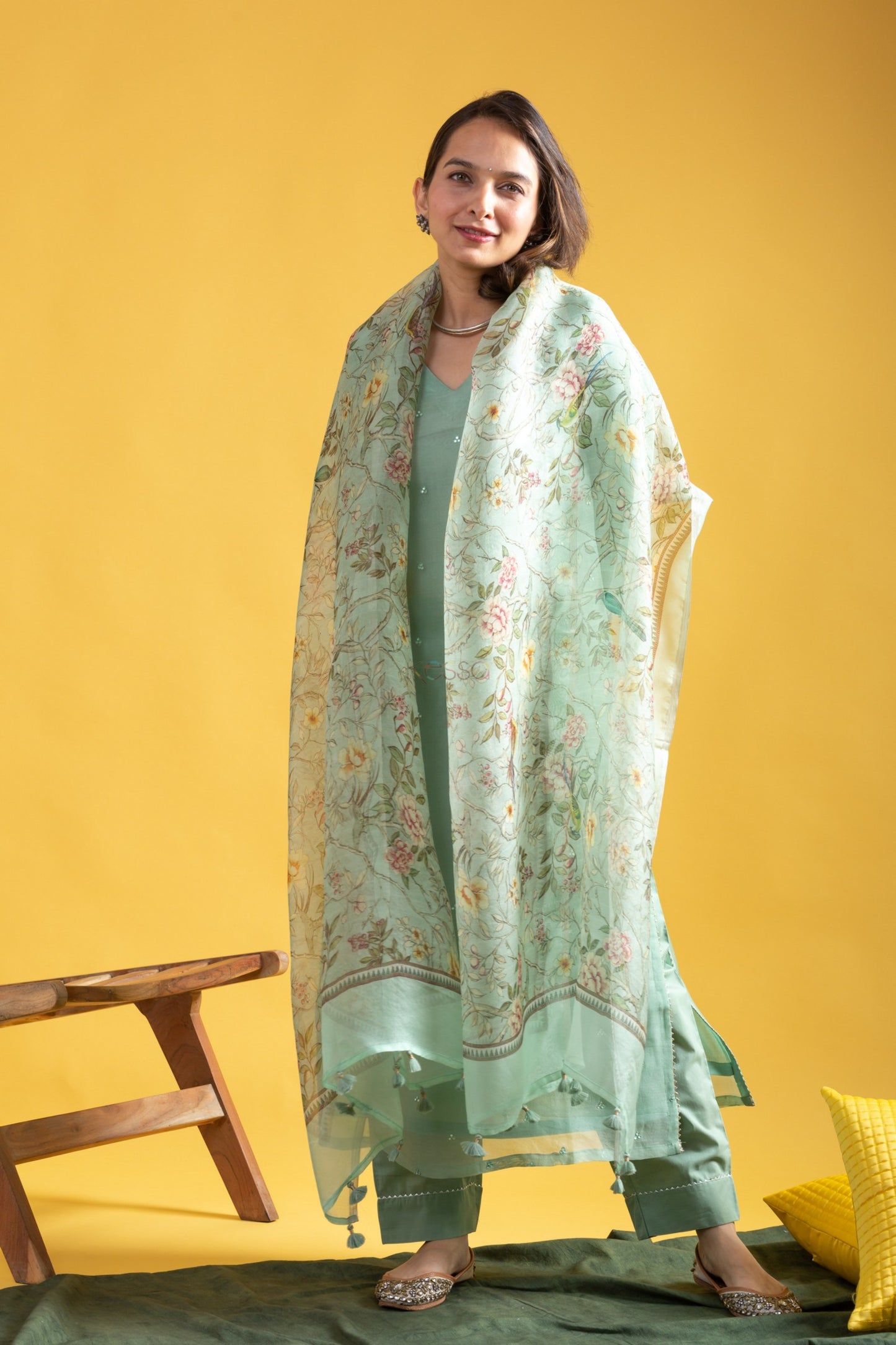 Gulbahaar Mint Green Suit Set