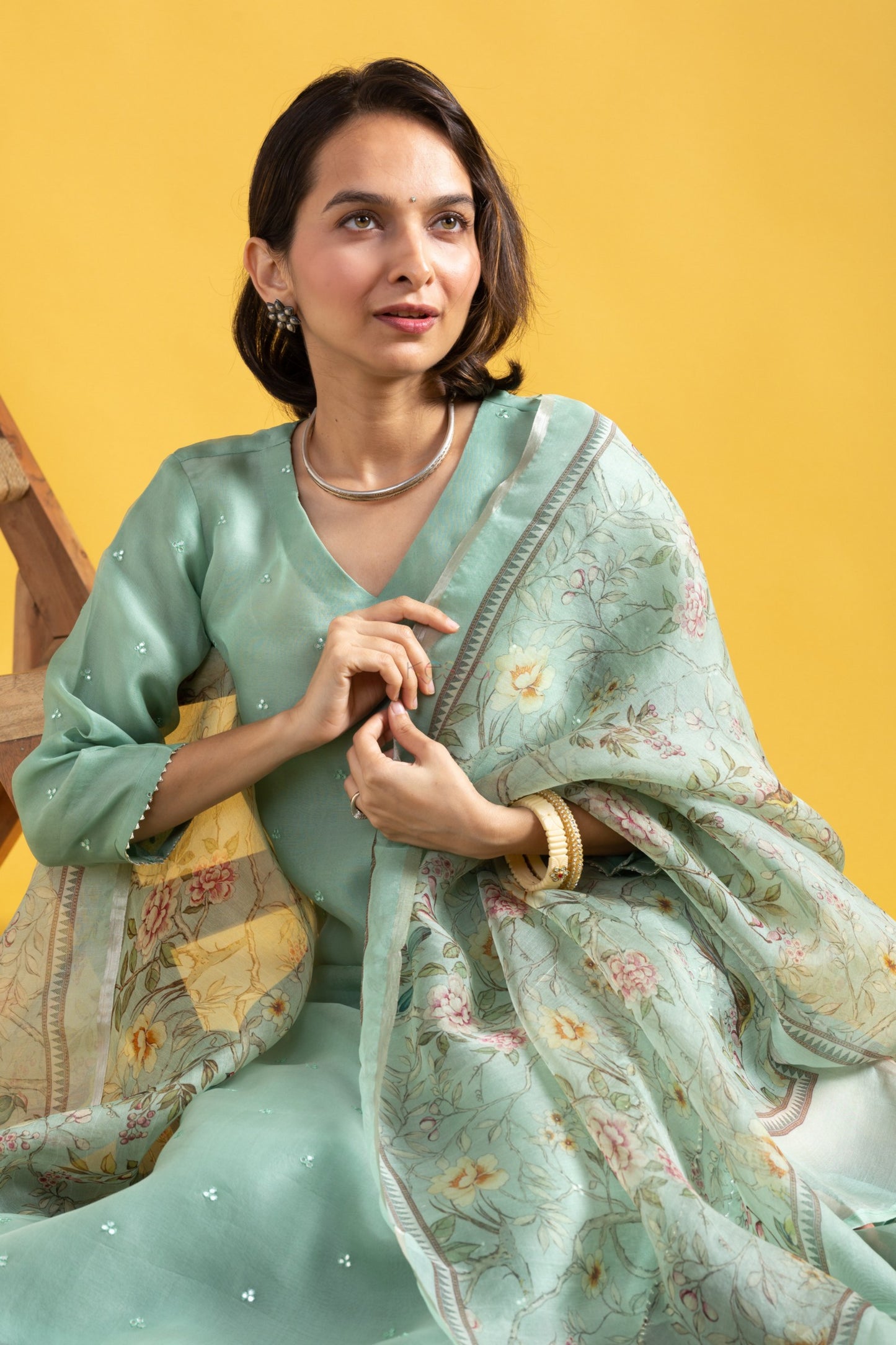 Gulbahaar Mint Green Suit Set