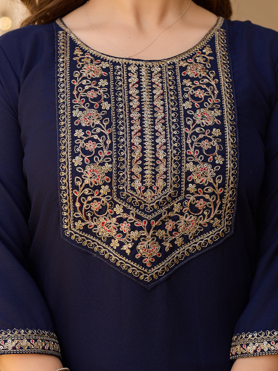 Navy Embroidered Grace Suit Set