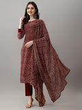Zeenat Maroon Paisley Print Suit Set