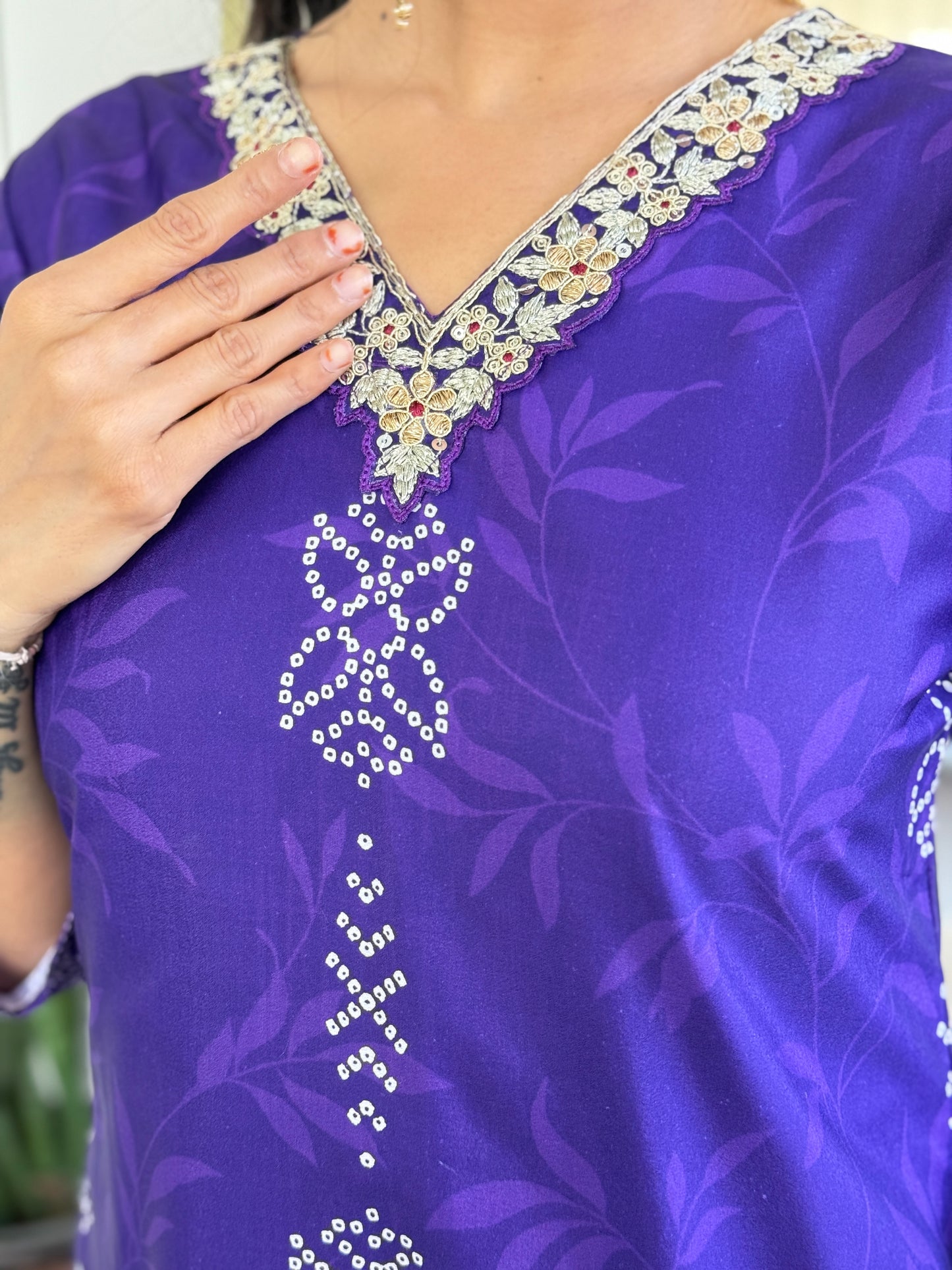Gulzaar – Royal Purple Bandhej Kurta Set