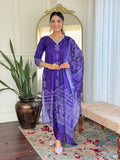 Gulzaar – Royal Purple Bandhej Kurta Set