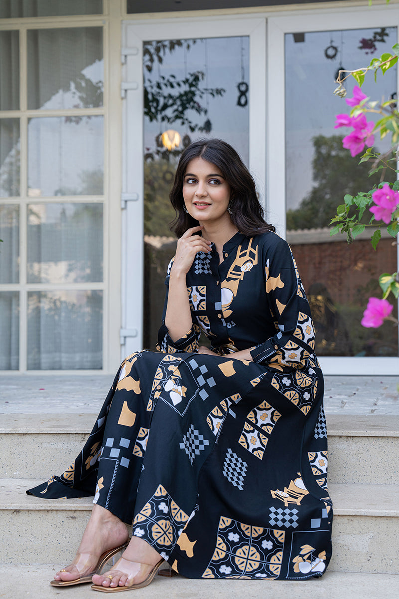 Onyx long shirt dress