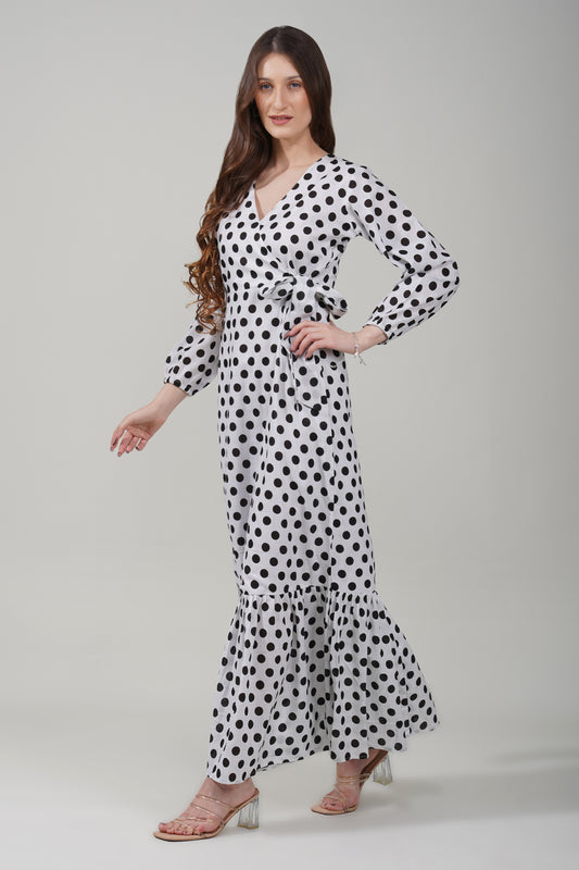 Classic Dotted Wrap Dress