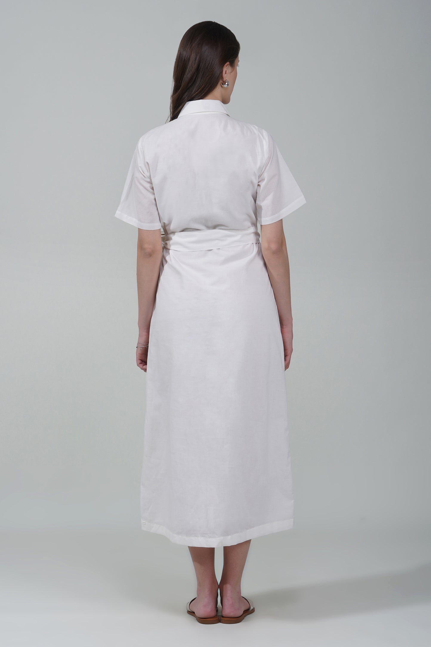 Ivory Belted Shirt Dress