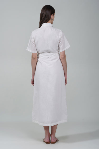 Ivory Belted Shirt Dress