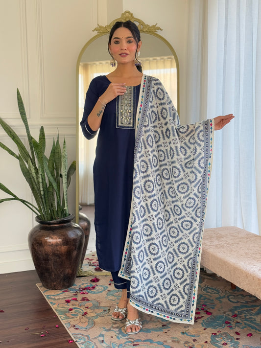 Neelima Midnight Blue Ethnic Set