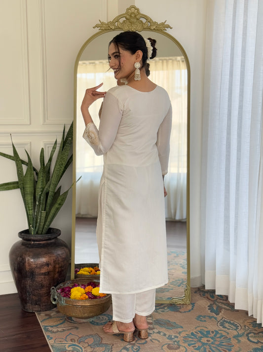 Ziya – Off-White Mirror Embroidered Kurta Set