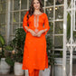 Sitara – Fiery Orange Mirror Embroidered Kurta Set