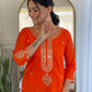 Sitara – Fiery Orange Mirror Embroidered Kurta Set