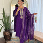 Noor – Royal Purple Mirror Embroidered Kurta Set