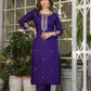 Noor – Royal Purple Mirror Embroidered Kurta Set