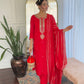 Zehra – Radiant Red Mirror Embroidered Kurta Set