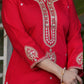 Zehra – Radiant Red Mirror Embroidered Kurta Set