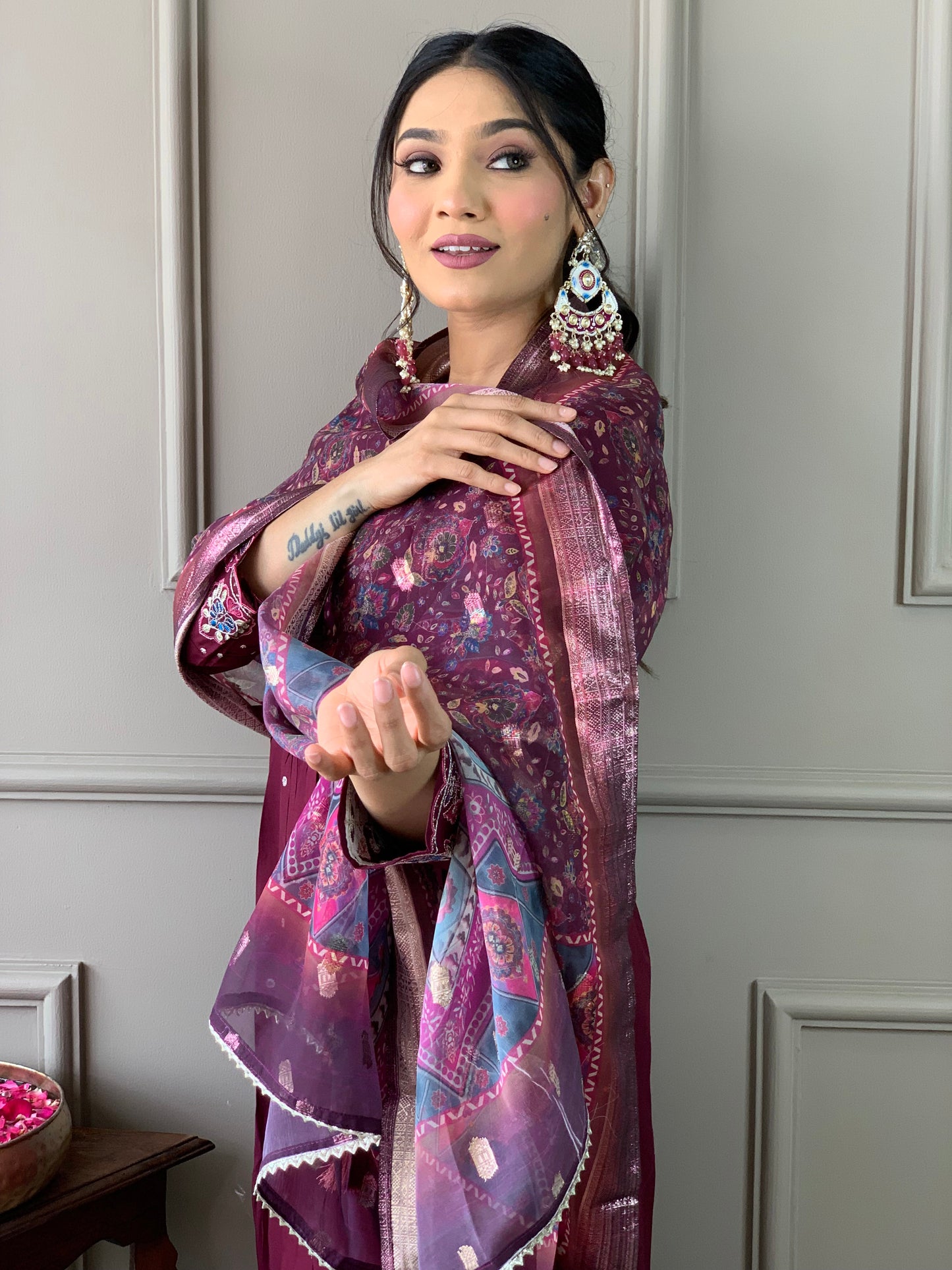 Gulnaz Embroidered Maroon Suit Set