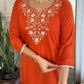 Zehra Rust Orange Embroidered Festive Suit Set