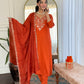 Zehra Rust Orange Embroidered Festive Suit Set