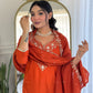 Zehra Rust Orange Embroidered Festive Suit Set