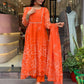 Sitara Orange Handblock Anarkali Suit Set
