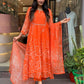 Sitara Orange Handblock Anarkali Suit Set