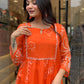 Sitara Orange Handblock Anarkali Suit Set