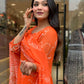 Sitara Orange Handblock Anarkali Suit Set