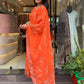 Sitara Orange Handblock Anarkali Suit Set