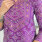 Gulnaar Purple Bandhani Mirrorwork Suit Set