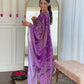 Gulnaar Purple Bandhani Mirrorwork Suit Set