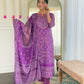 Gulnaar Purple Bandhani Mirrorwork Suit Set