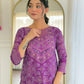 Gulnaar Purple Bandhani Mirrorwork Suit Set