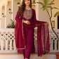 Maroon Embroidered Festive Suit Set