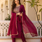 Maroon Embroidered Festive Suit Set