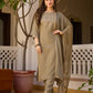 Olive Embroidered Elegance Suit Set