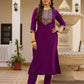 Royal Wine Embroidered Grace Suit Set