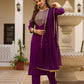 Royal Wine Embroidered Grace Suit Set