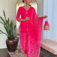 Phoolkari – Rani Pink Bandhej Kurta Set