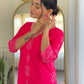 Phoolkari – Rani Pink Bandhej Kurta Set