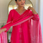 Phoolkari – Rani Pink Bandhej Kurta Set