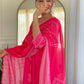 Phoolkari – Rani Pink Bandhej Kurta Set